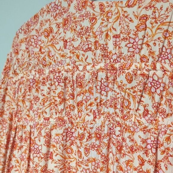H&M Orange Long Sleeve Relaxed Blouse with Ruched Details - Picture 6 of 7